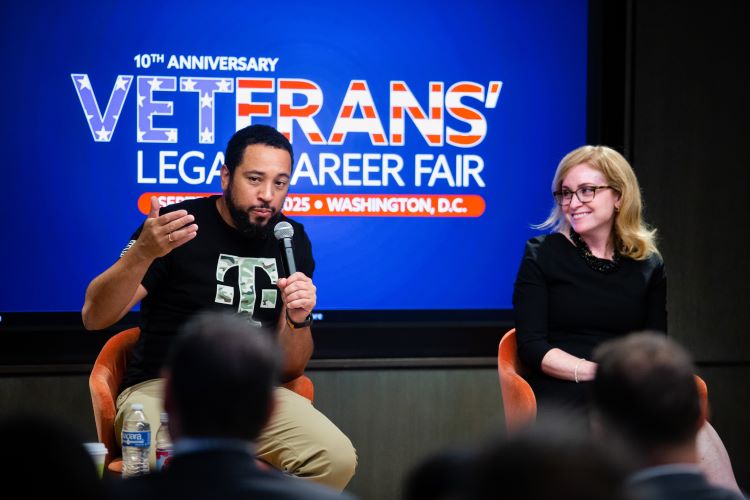 Panelist Thomas Eybl and Meredith Werner at 2025 Veterans' Career Legal Fair